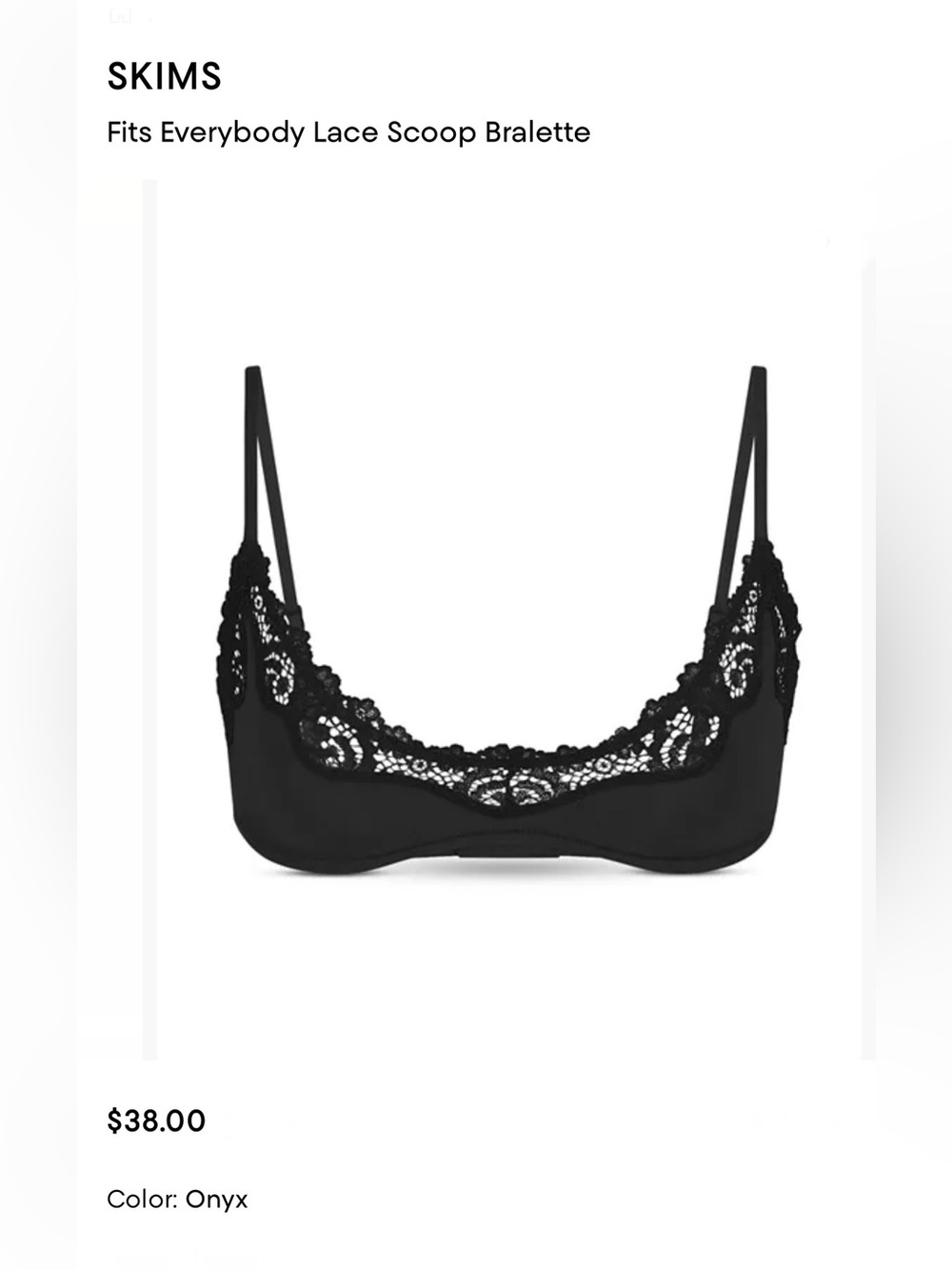 NWT . . .  SKIMS Lace Scoop Bralette  |  Onyx